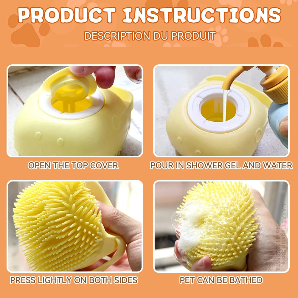 Dog Bathing Brush Pet Massage Brush for Dogs and Cats